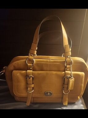 Coach Beige Leather Satchel Handbag